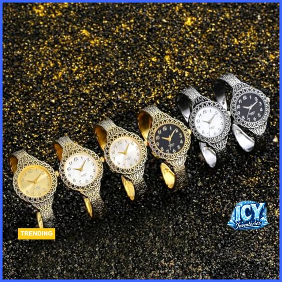 Vintage Bracelet Watch Stainless Steel Quartz Movement Easy Read